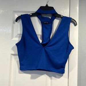 Royal Blue crop top shirt, size medium.